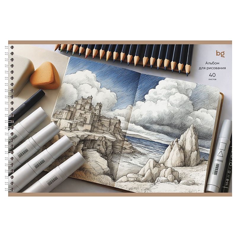 Альбом для рисования 40л., А4, на гребне BG "Красочный"