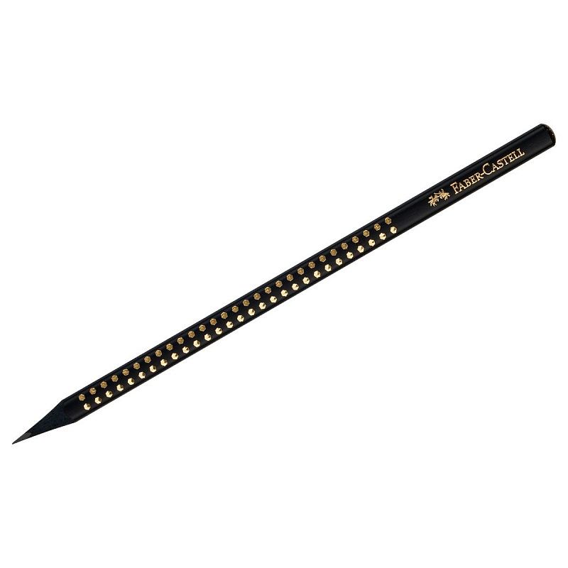 Карандаш ч/г Faber-Castell "Sparkle Black" B, трехгранный, заточен., черный/золотой
