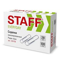 Скрепки STAFF "EVERYDAY", 28 мм, никелированные, 100 шт., в картонной коробке, 226758