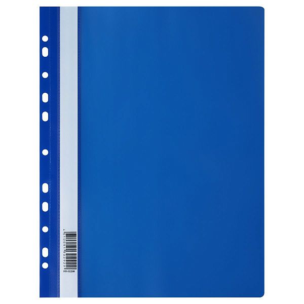 Папка-скоросшиватель пластик. перф. СТАММ А4, 160мкм, синяя с прозр. верхом