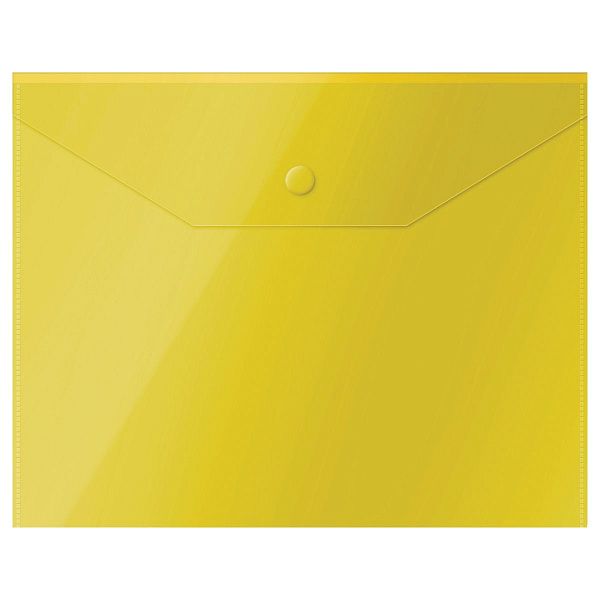 Папка-конверт на кнопке СТАММ А5 (190*240мм), 150мкм, пластик, прозрачная, желтая