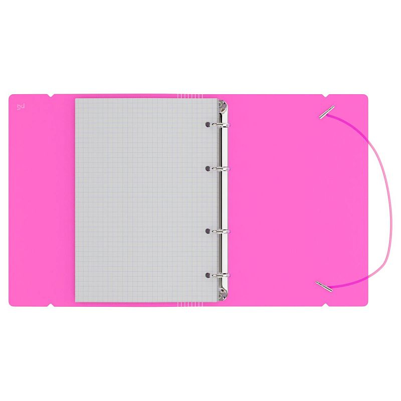 Тетрадь на кольцах А5, 120л., BG "Neon", пластиковая обложка, розовый, с резинкой