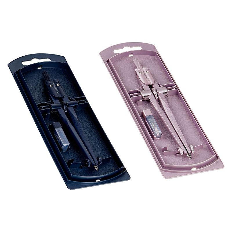 Циркуль Faber-Castell + грифели, пластиковый футляр,  цвет темно-синий., роз. золото 