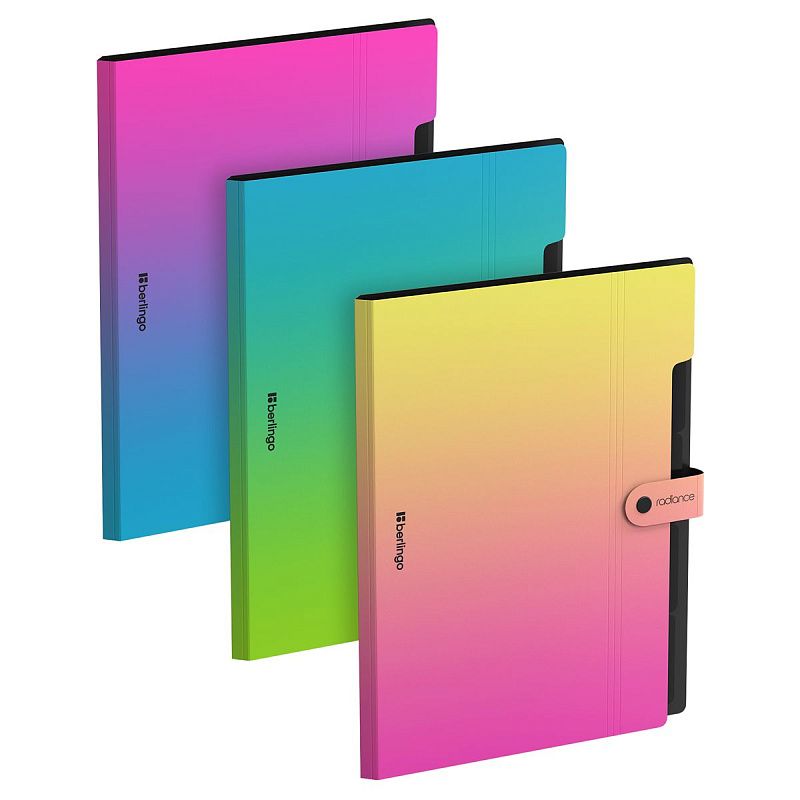 Папка 5 отделений Berlingo "Radiance", А4, 600мкм, на кнопке, ассорти