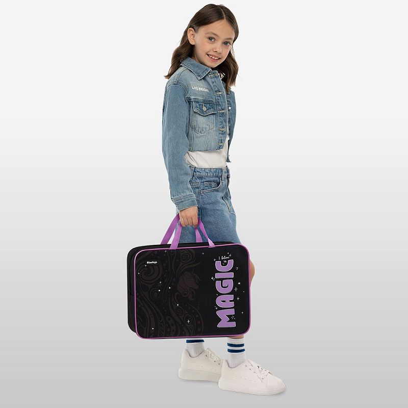 Папка текстильная с ручками 1 отделение, А4 Berlingo "Purple Magic", 350*265*80мм, текстиль, на молнии 