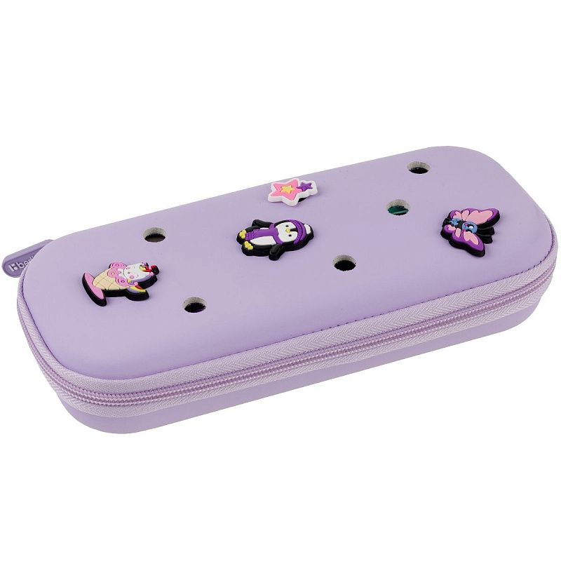 Пенал 1 отделение,  235*43*100 мм, Berlingo, "EVA lilac", внутренний карман-сетка на молнии, откидная планка, ЭВА материал