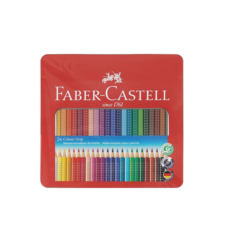 Карандаши цветные Faber-Castell "Grip", 24цв., трехгран., заточен., метал. упак.