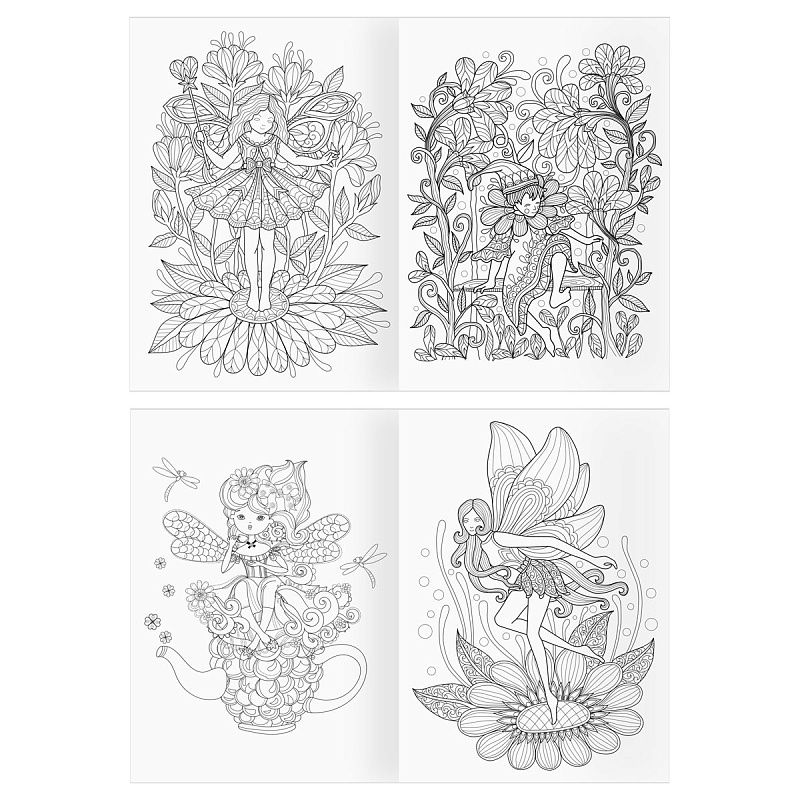 Раскраска А4 ТРИ СОВЫ "Антистресс. Феи и эльфы", 16стр.