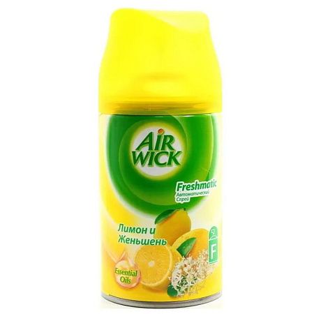 Сменный баллон для освежителя воздуха Airwick Freshmatic "Женьшень и лимон", 250мл 