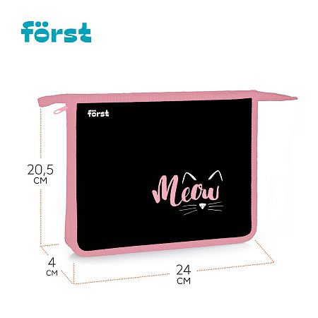 Папка для тетрадей 1 отделение, А5 Först "Meow", 240*205*40мм, пластик, на молнии 
