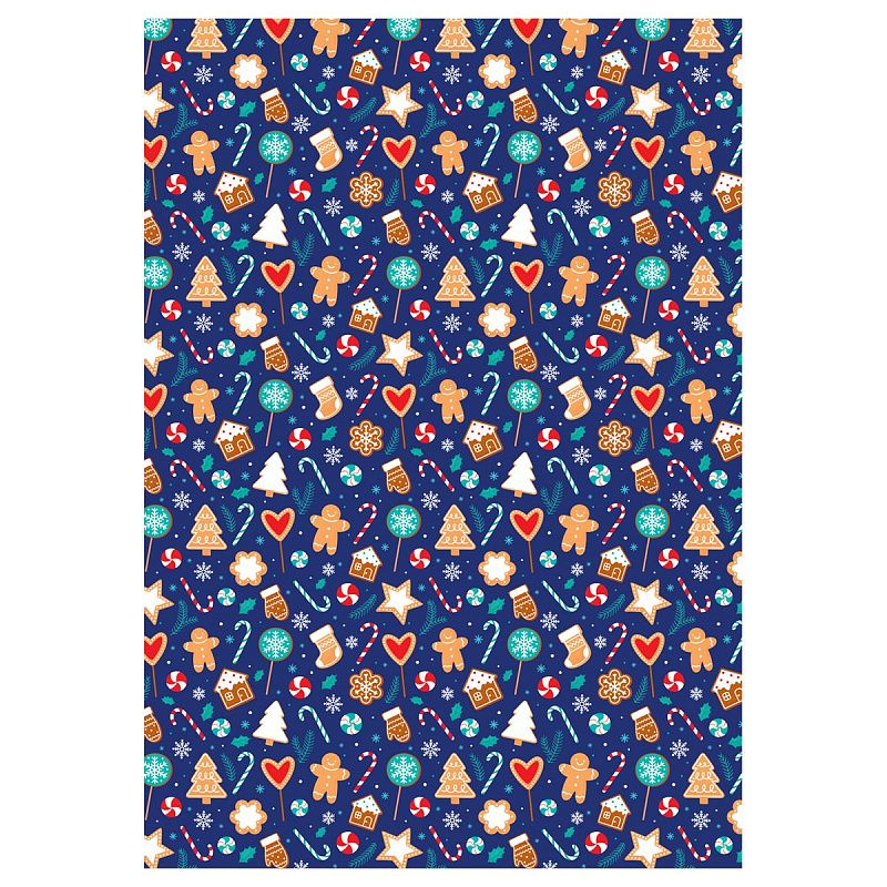 Упаковочная бумага глянц. 70*100см, MESHU "Happy New Year", 80 г/м2, ассорти, 4 дизайна