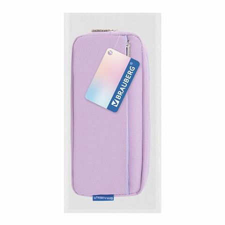 Пенал мягкий BRAUBERG PASTEL, 2 отделения, фиолетовый, 21х9,5х5см, 272278 