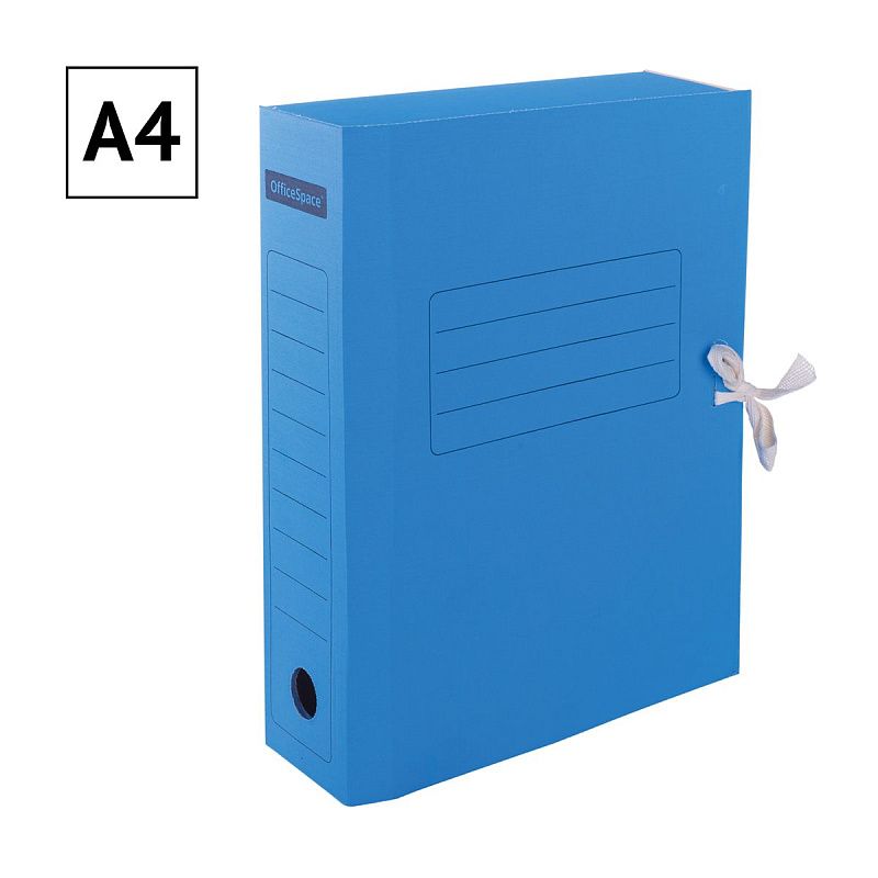 Папка архивная с завязками OfficeSpace, микрогофрокартон, 75мм, синий, до 700л. 