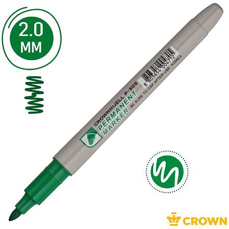 Маркер перманентный Crown "Multi Marker Slim" зеленый, пулевидный, 2мм 