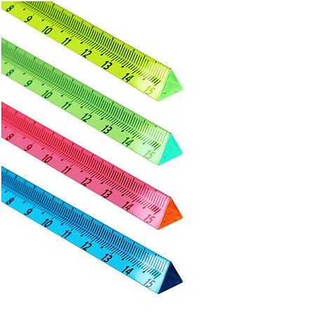 Линейка 15см СТАММ, пластиковая, трехгранная, прозрачная, неоновые цвета, ассорти, европодвес 