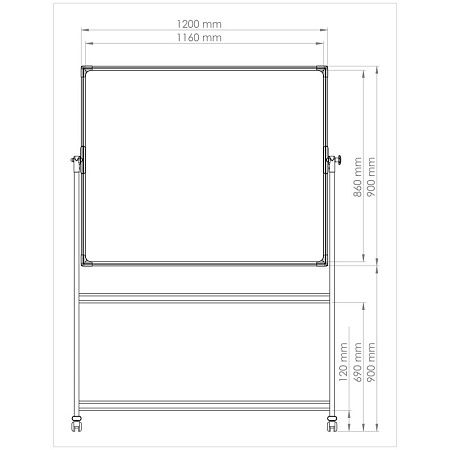 Доска магнитно-маркерная Berlingo "Premium", 90*120см, двусторонняя, поворотная, мобильная