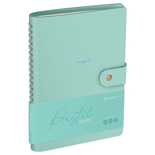 Записная книжка А5 96л. ЛАЙТ, кожзам, скрытый гребень, Greenwich Line "Pastel. Azure", блок в линию