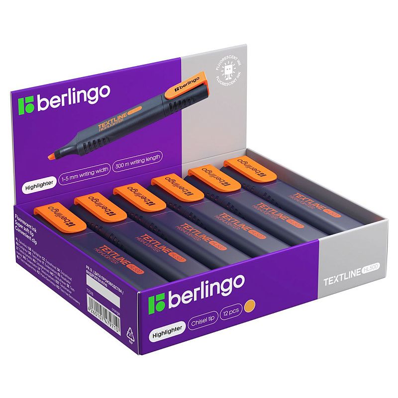 Текстовыделитель Berlingo "Textline HL500" оранжевый, 1-5мм 