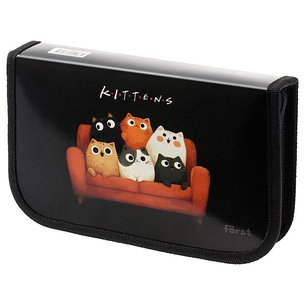 Пенал 1 отделение, 200*130 Först "Feline friends" (Кошачьи друзья), две откидные секции, ламинированный картон