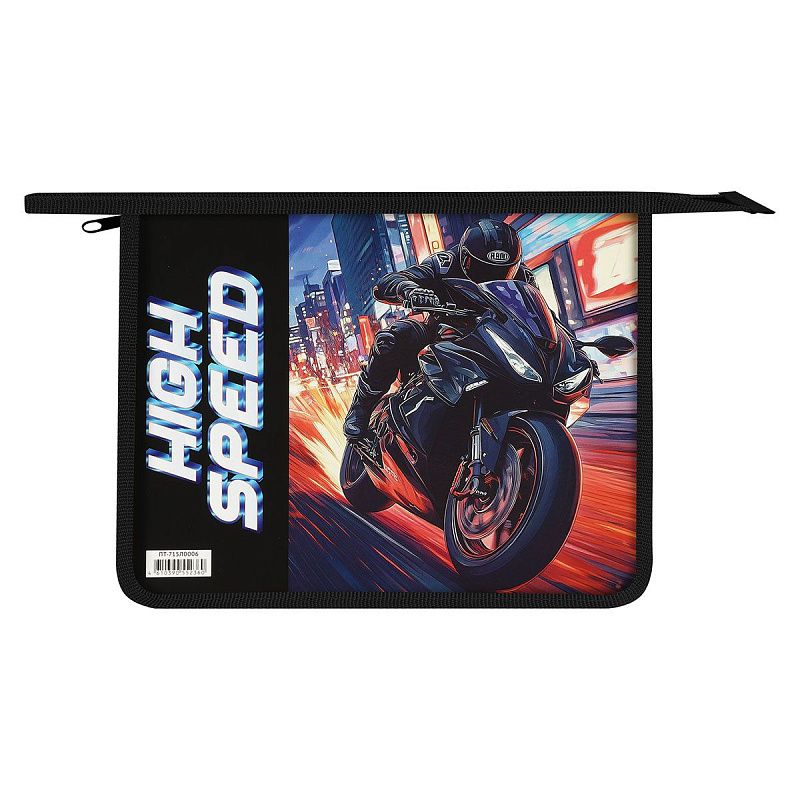 Папка для тетрадей 1 отделение, ArtSpace "High speed", А5, пластик, на молнии 