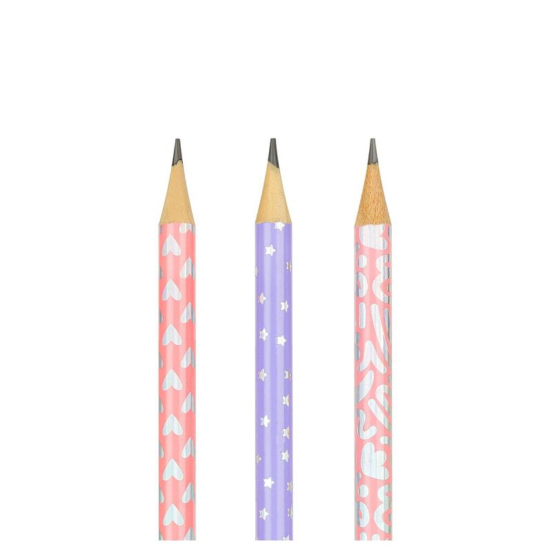 Карандаш ч/г MESHU "Hologram", HB, заточен., c фольгированием, стразы на топе, без ластика, ассорти, туба 