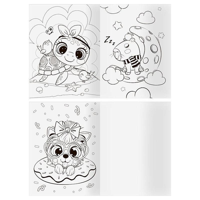 Раскраска  А4,  8 стр. ТРИ СОВЫ "Раскраски для девочек"