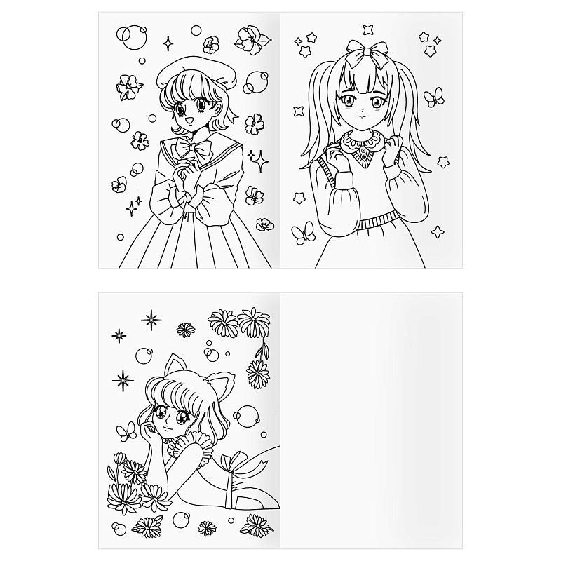 Раскраска А4,  8 стр., ТРИ СОВЫ "Для девочек"