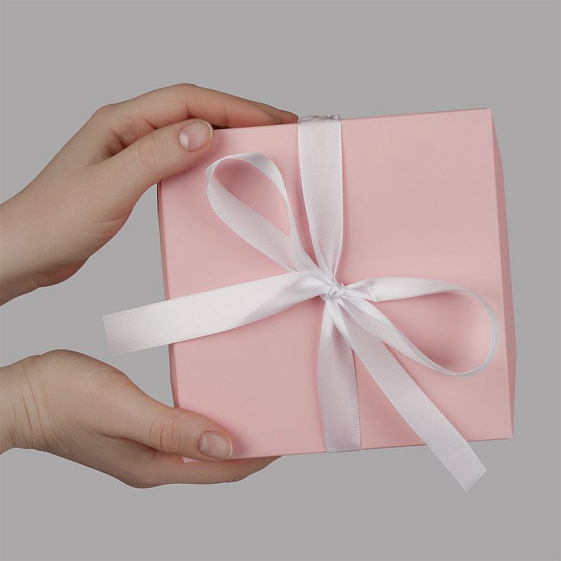 Коробка складная подарочная MESHU "Pink marble", (15*15*15см), с лентой, отд фольгой