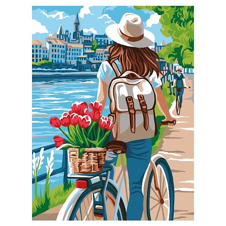 Картина по номерам на картоне ТРИ СОВЫ "Прогулка с тюльпанами", 30*40, с акриловыми красками и кистями