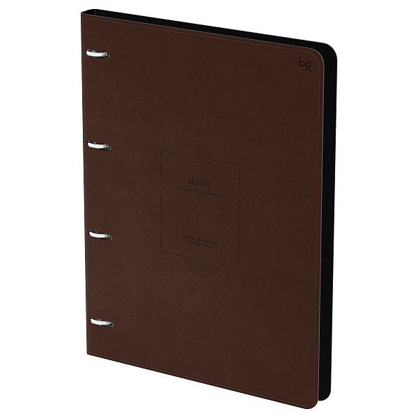Тетрадь на кольцах А4, 120л., кожзам,  BG "Моно. Коричневый", иск. кожа, тиснение