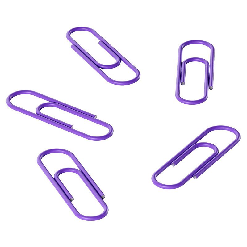 Скрепки 28мм, Berlingo, 100шт., цветные, ПВХ упак., европодвес, фиолетовые