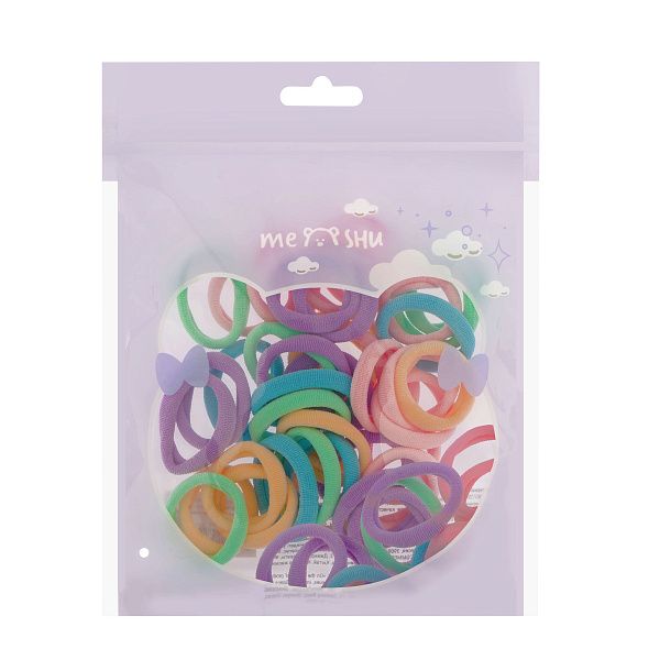 Резинки для волос MESHU, пастельные ассорти, 40шт., диаметр 2,5см, европодвес