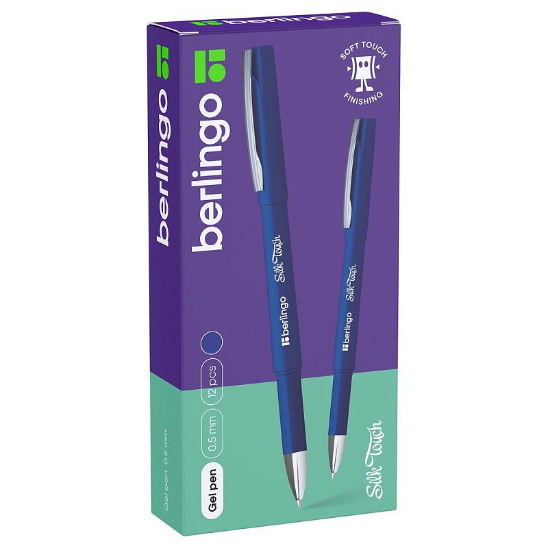 Ручка гелевая Berlingo "Silk touch" синяя, 0,5мм, грип 