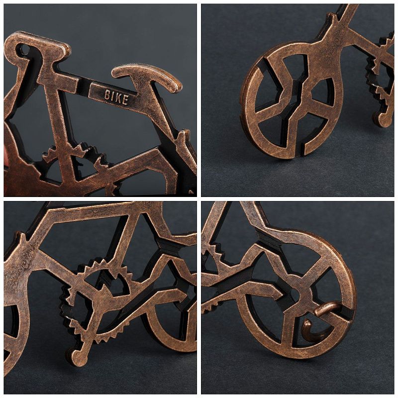 Головоломка металлическая большая ТРИ СОВЫ "Велосипед", 3 уровень сложности 