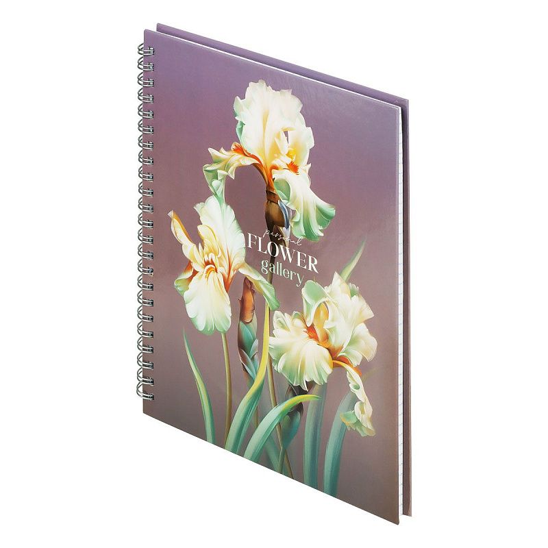 Тетрадь 80л., А5, клетка на гребне BG "Flower gallery", глянцевая ламинация, твердая обложка