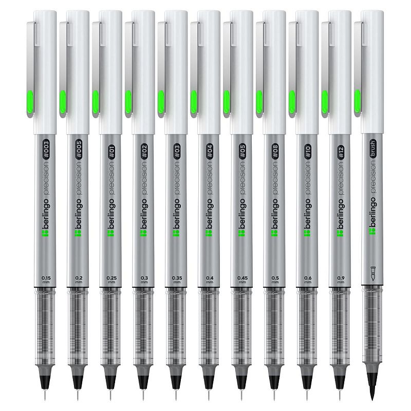 УЦЕНКА - Набор линеров пигментных Berlingo "Precision" черные, 11шт., европодвес (осн 375115) 
