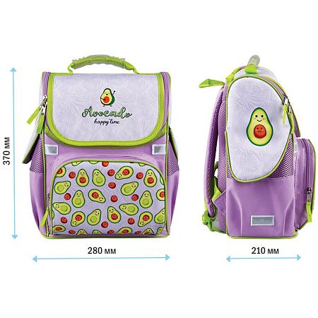 Ранец ArtSpace Junior "Avocado" 37*28*21см, 1 отделение, 3 кармана, анатомическая спинка 