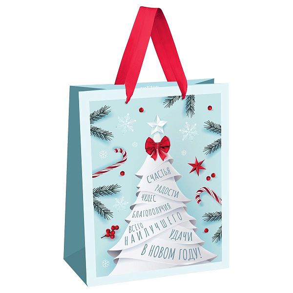 Пакет подарочный 26*32*12см MESHU "Christmas wish",  матовая ламинация