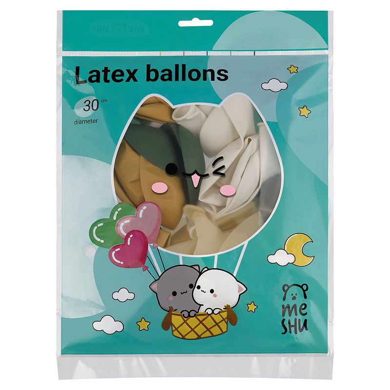 Воздушные шары, 40шт., М12/30см, MESHU, "Green", 4 цвета ассорти