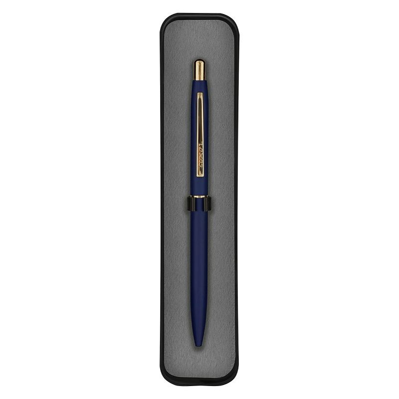 Ручка шариковая Luxor "Sterling" синяя, 1,0мм, корпус синий/золото, кнопочный механизм, футляр 