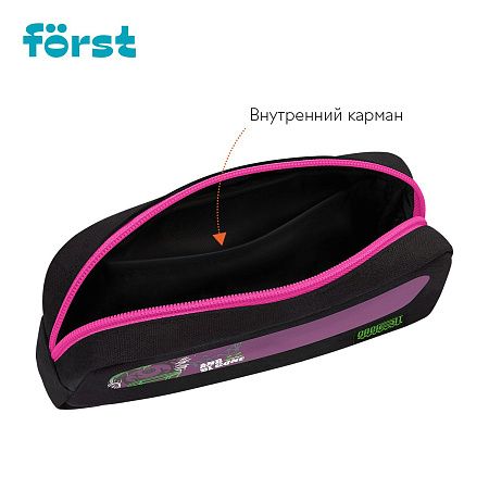 Пенал мягкий с прозрачным окошком, 1 отделение, 205*80*50 Först "Crazy Emoji", текстиль с ПВХ 