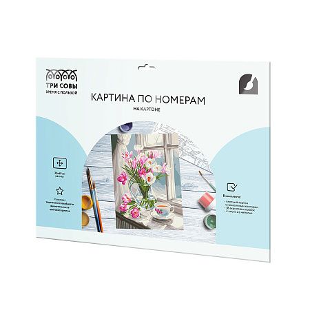 Картина по номерам на картоне ТРИ СОВЫ "Первые подснежники", 30*40, с акриловыми красками и кистями