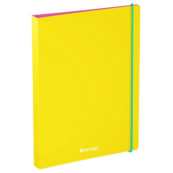 Папка на 4 кольцах Berlingo "Raze" А4, 24мм, 600мкм, D-кольца, с внутр. карманом, желтая, софт-тач