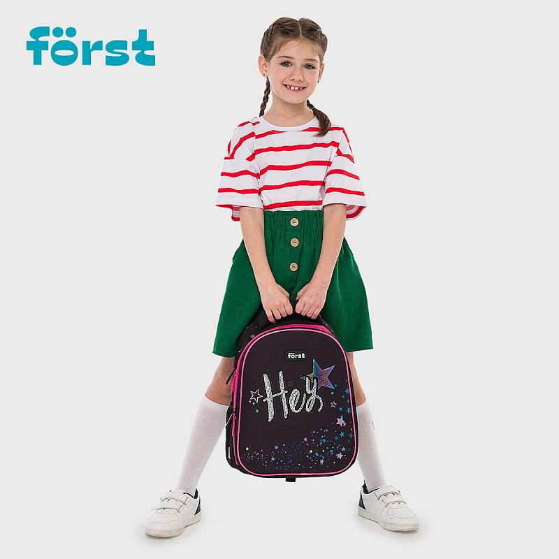 Ранец Först F-Top облегченный "Hey!" 36*28*15см, 2 отделения, 2 кармана, анатомическая спинка 