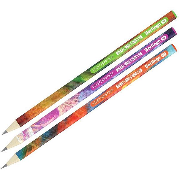 УЦЕНКА - Карандаш ч/г Berlingo "Collision" HB, круглый, заточен., ассорти (осн 338524)
