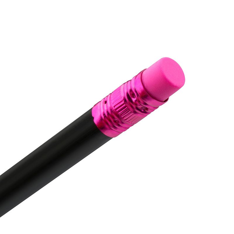 Карандаш ч/г MESHU "Black style", HB, заточен., с печатью, с ластиком, ассорти, туба 