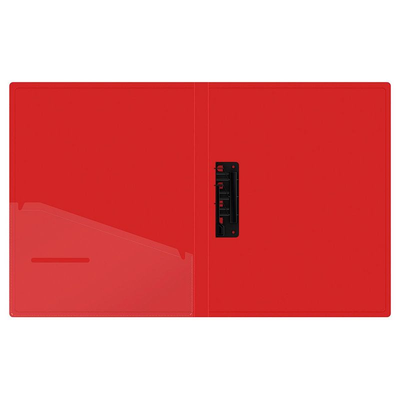 Папка с зажимом Berlingo "Soft Touch", 17мм, 700мкм, красная, с внутр. карманом 