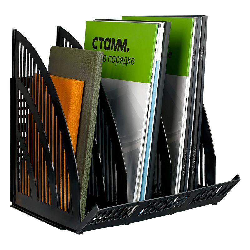 Лоток для бумаг вертикальный СТАММ "Line", сборный, 3 отделения, черный