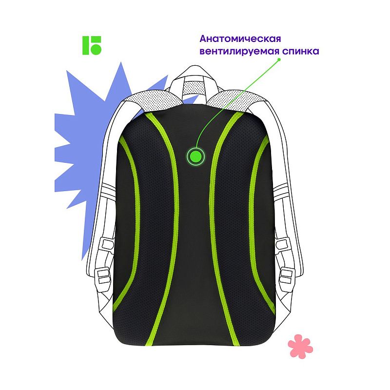 Рюкзак Berlingo Free Spirit "Street", 41*28*17см, 2 отделения, 3 кармана, уплотненная спинка 