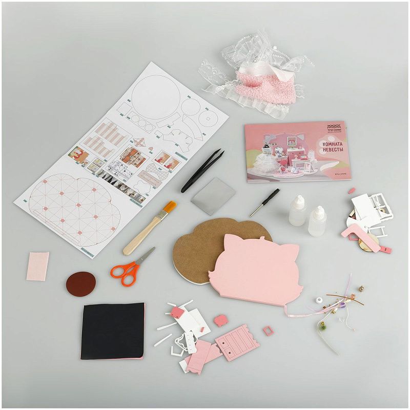 Сборная модель ТРИ СОВЫ, Румбокс "Комната невесты", 15*15*19см, картонная коробка